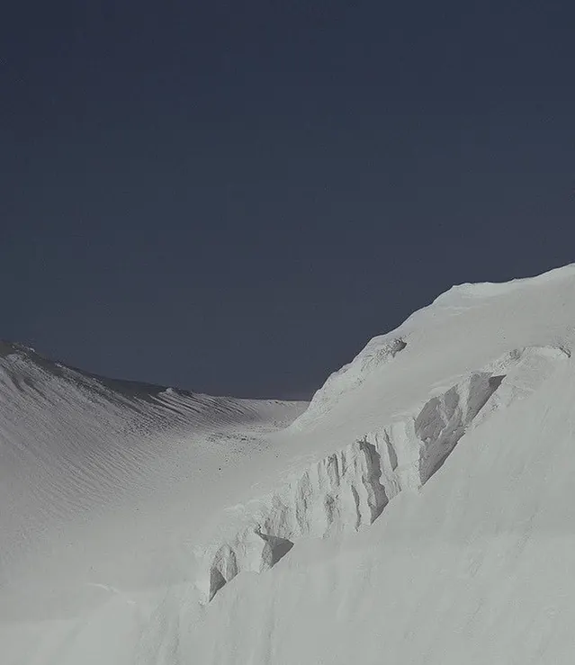 Snowy Mountain Landscape, minimal, photographic, monochrome