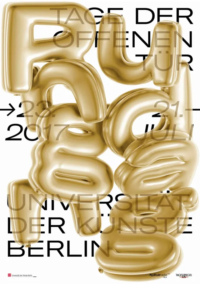 University of the Arts Berlin Typography, 3d-render, maximalist, high-contrast