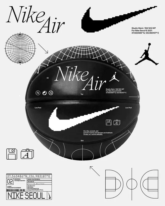 Nike Air Branding Elements, minimal, corporate-clean, monochrome