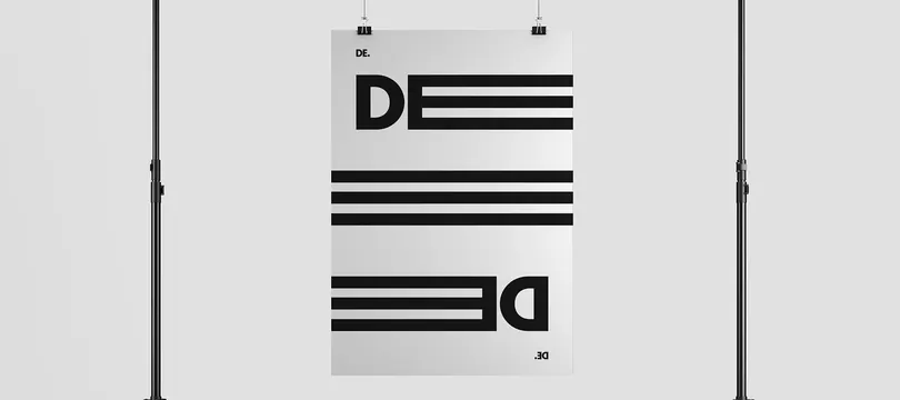 DE Wordmark and Graphic Identity, minimal, swiss, monochrome