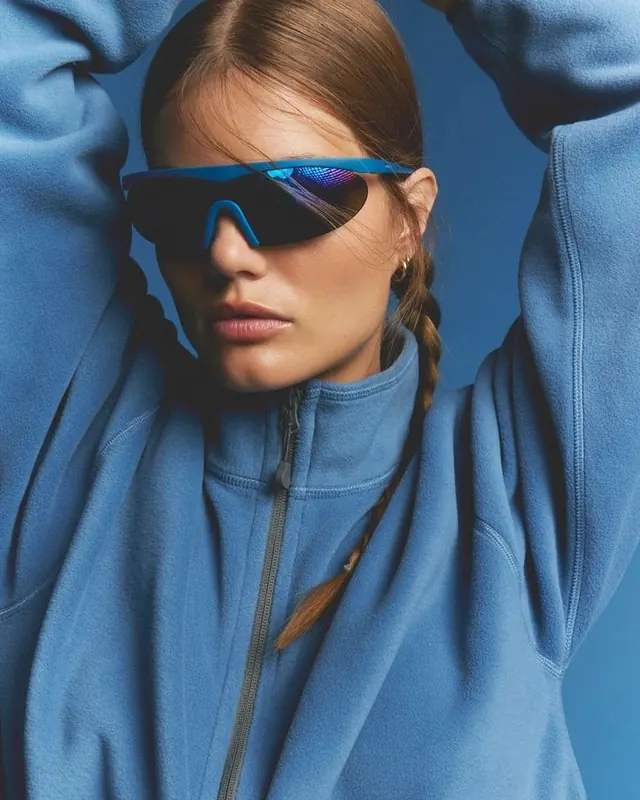 Blue Sportswear Portrait, photographic, minimal, cool