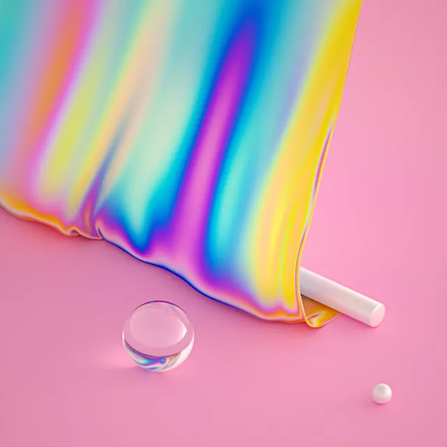 Iridescent Fabric Mockup, gradient-heavy, 3d-render, vibrant