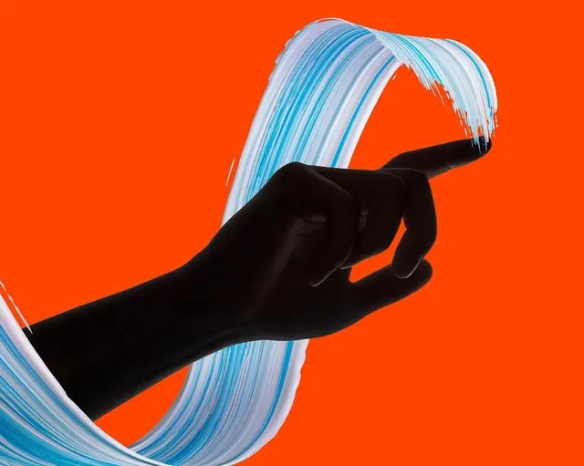 Silhouette with Glowing Light Trails