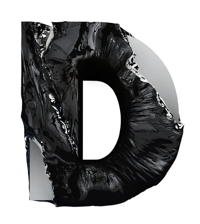 Abstract Textured Letter D, brutalist, abstract, monochrome