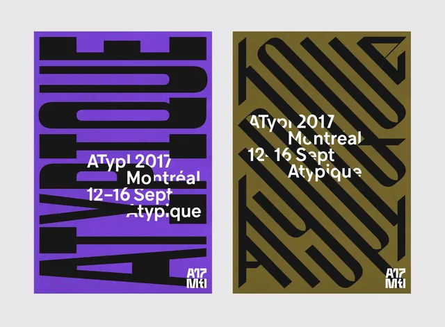 ATypique 2017 Montreal Typography Event Branding, brutalist, geometric, high-contrast