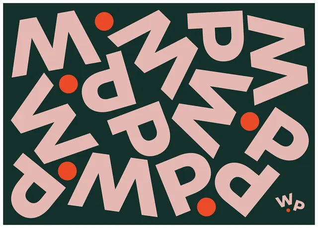 Abstract Letterform Pattern, maximalist, geometric, high-contrast