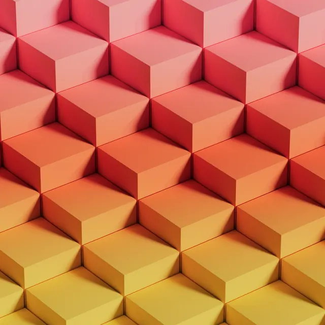 3D Isometric Cube Gradient, geometric, abstract, vibrant