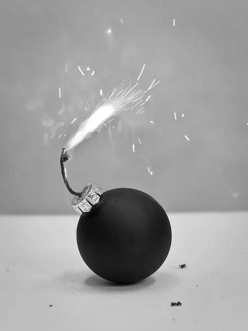 Black Sphere with Spark, minimal, abstract, monochrome