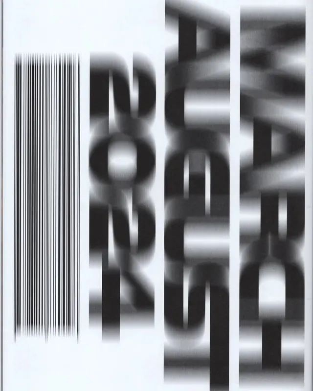 Vertical Typography and Barcode Composition, brutalist, minimal, monochrome