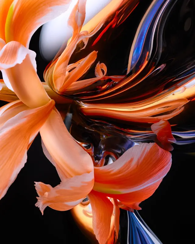 Abstract Fluid Floral Macro, 3d-render, organic, vibrant