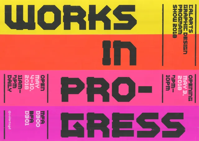 Works in Progress Typography Layout, brutalist, neo-brutalist, vibrant