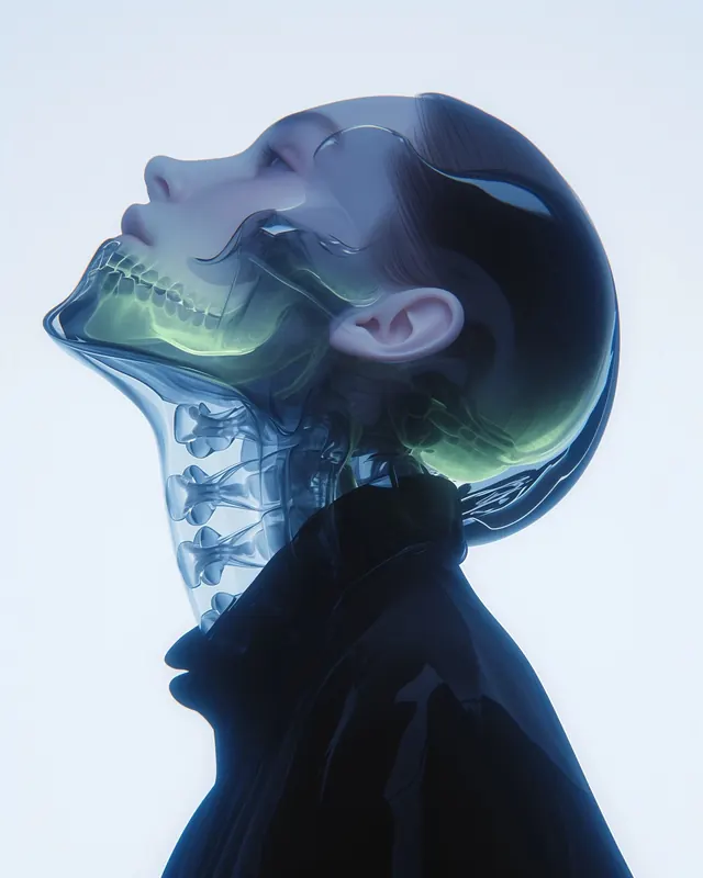 Cybernetic Humanoid Portrait, 3d-render, abstract, dark