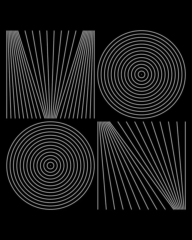MOON op-art letter grid, geometric, monochrome, dark