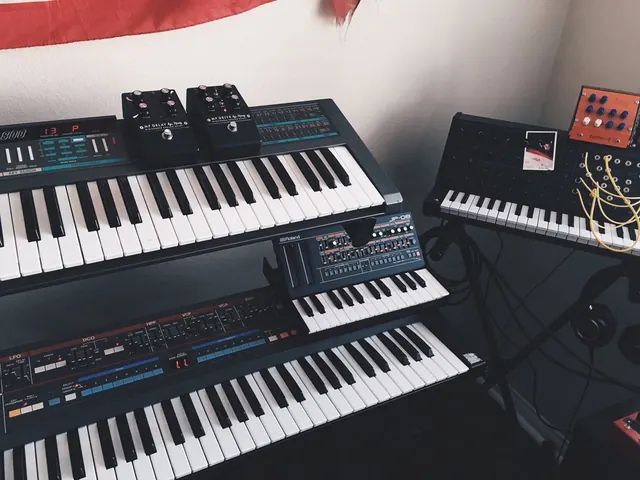 Electronic Keyboards and Synthesizers, photographic, dark