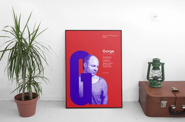 Red Poster Mockup with 3D Character, neo-brutalist, 3d-render, vibrant