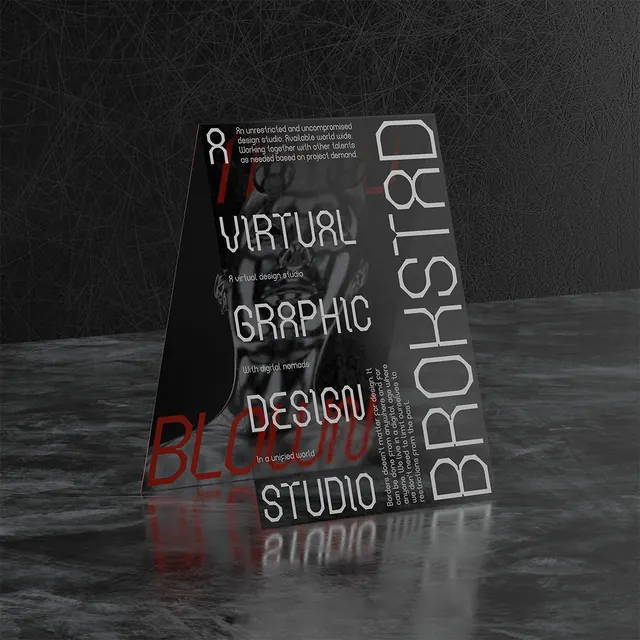 Virtual Graphic Design Studio Identity, brutalist, dark-mode, dark