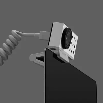 Minimal webcam product render, minimal, technical, monochrome
