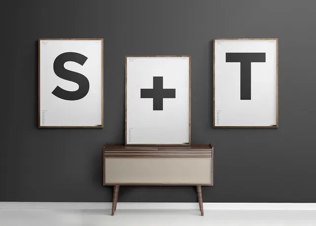 Minimalist Typographic Wall Display, minimal, swiss, monochrome