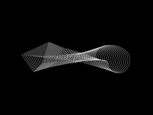 Generative pentagon-to-circle line transformation, minimal, technical, dark