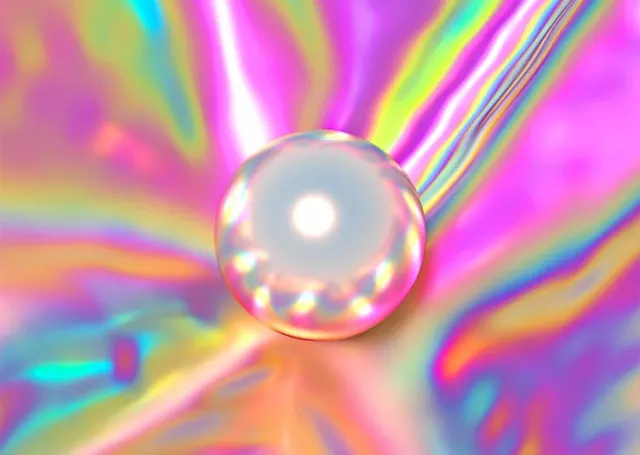 Iridescent Sphere Graphic, gradient-heavy, y2k, vibrant