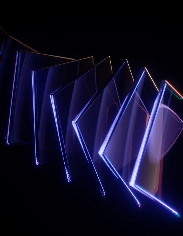 Glowing glass panel fan abstract 3D, 3d-render, abstract, dark