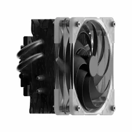 Stealth CPU cooler product render, minimal, technical, monochrome