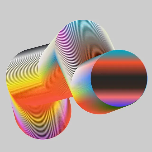 Rainbow line-tube knot 3D illustration, 3d-render, abstract, vibrant