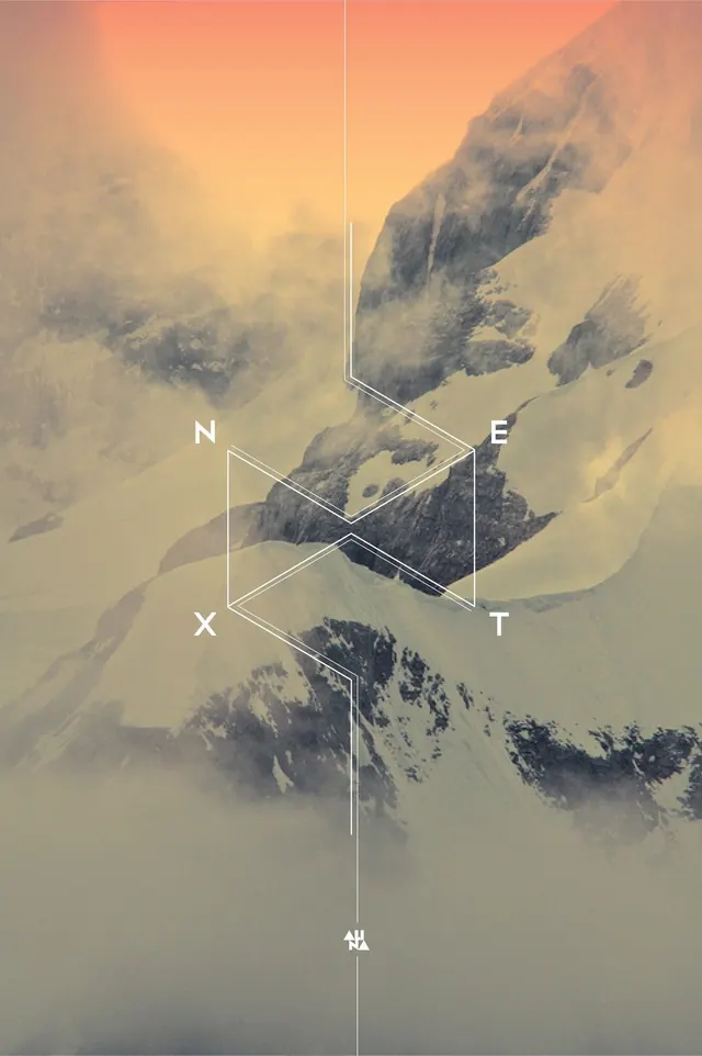Mountain Landscape Typography Composition, minimal, editorial, muted