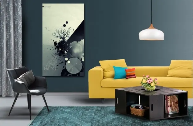 Modern Interior Living Space, minimal, photographic, vibrant