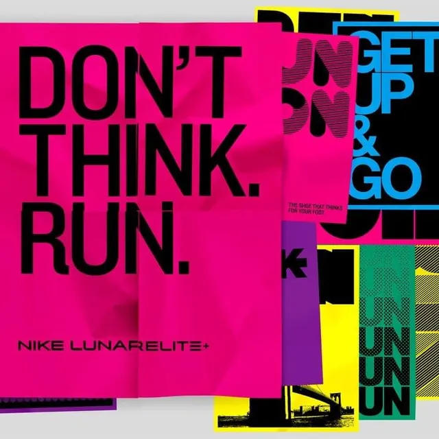 Nike LunarElite Promotional Graphic, neo-brutalist, maximalist, vibrant