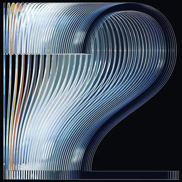 Layered transparent numeral 2, minimal, 3d-render, dark