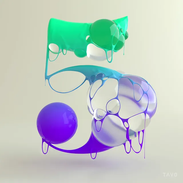 Abstract 3D Fluid Shapes, 3d-render, gradient-heavy, vibrant