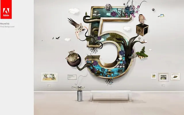 Abstract 3D Typography Composition, 3d-render, maximalist, vibrant