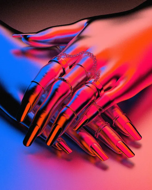 Abstract 3D Hand Render, 3d-render, gradient-heavy, vibrant