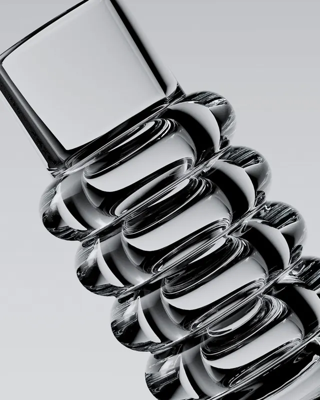 Abstract 3D Glass Sculpture, 3d-render, minimal, monochrome