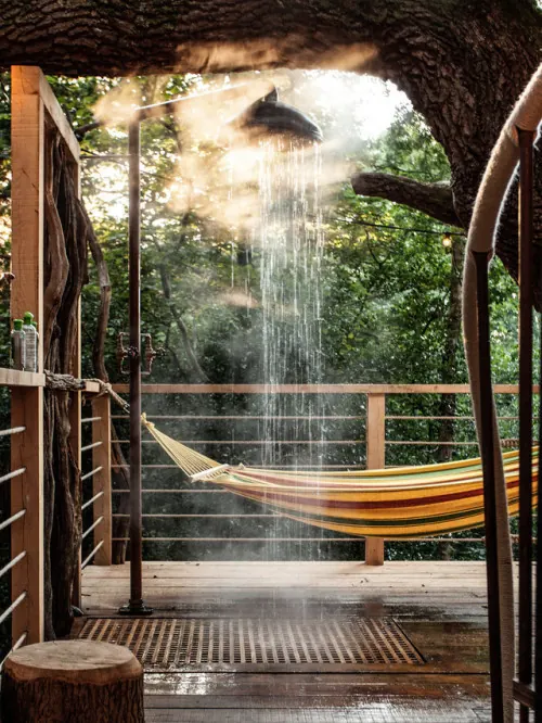 Outdoor Shower and Hammock Area, organic, photographic, earthy