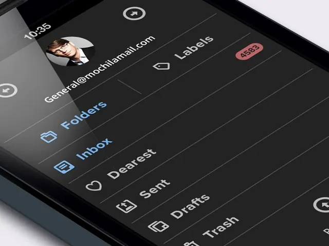 Email Client Interface Design, dark-mode, minimal, dark
