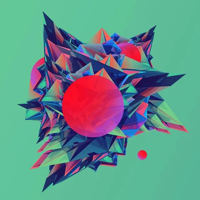 Abstract Geometric 3D Composition, abstract, geometric, vibrant