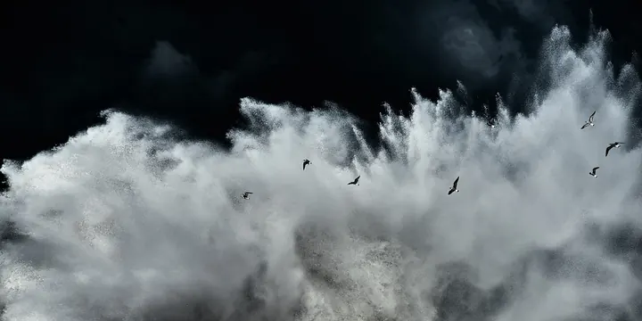 Explosive Smoke and Particles, abstract, minimal, monochrome