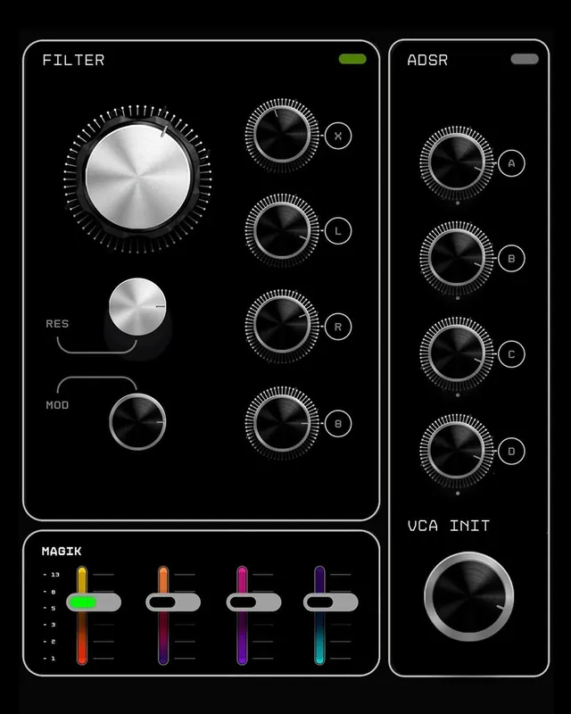 Audio Mixer Interface Design, dark-mode, technical, dark