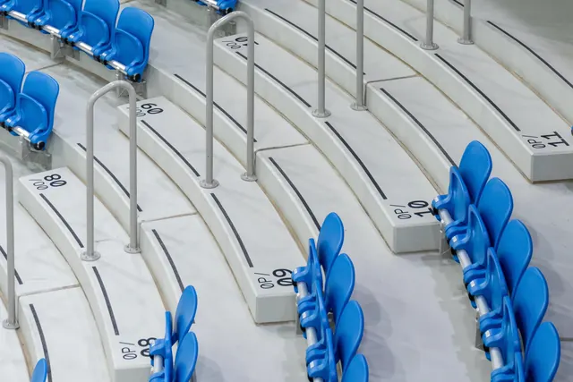 Blue and White Curved Seating Arrangement, minimal, geometric, light
