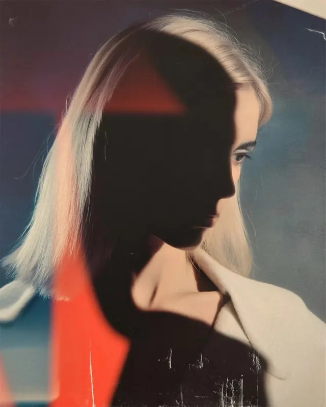 Profile Portrait with Shadow Overlay, minimal, abstract, dark