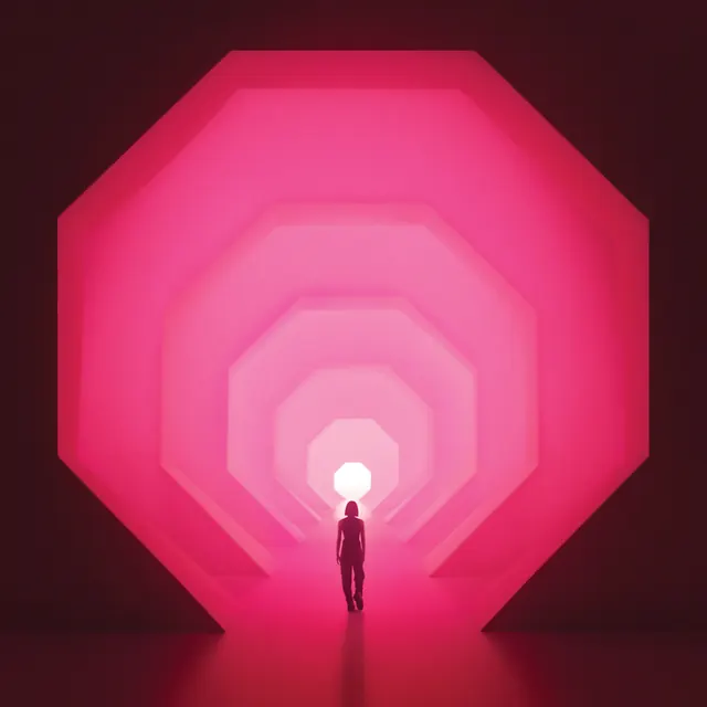 Glowing Hexagonal Tunnel, abstract, geometric, vibrant