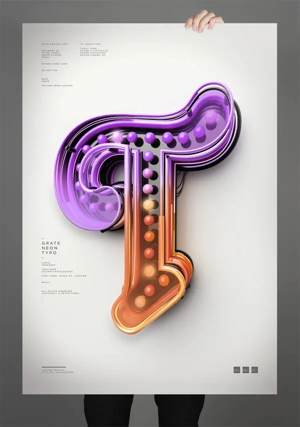 Abstract 3D Fluid Typography, 3d-render, gradient-heavy, vibrant