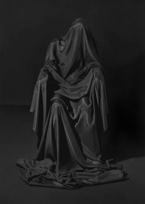 Draped Figure Sculpture, minimal, monochrome, monochrome