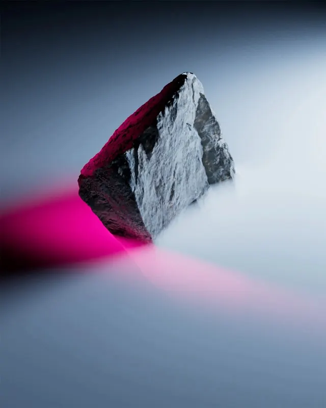 Abstract Crystal with Pink Light Projection, minimal, abstract, dark
