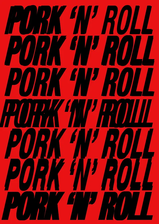 Pork 'N' Roll Typography Study, brutalist, maximalist, high-contrast