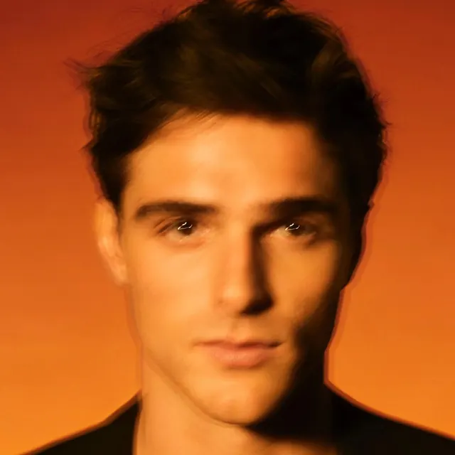 Male Portrait with Orange Gradient, photographic, light-mode, warm