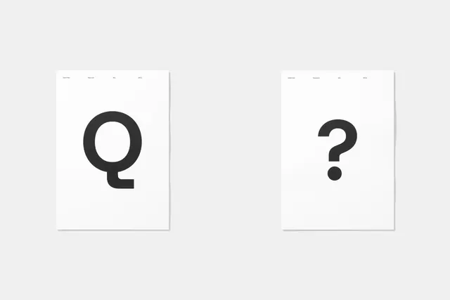 Q and Question Mark Logos, minimal, geometric, monochrome