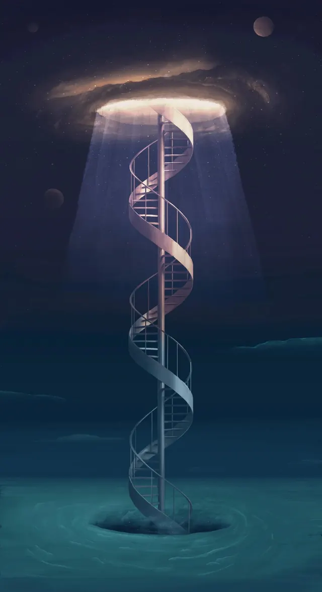Glowing DNA Helix Structure, 3d-render, abstract, dark
